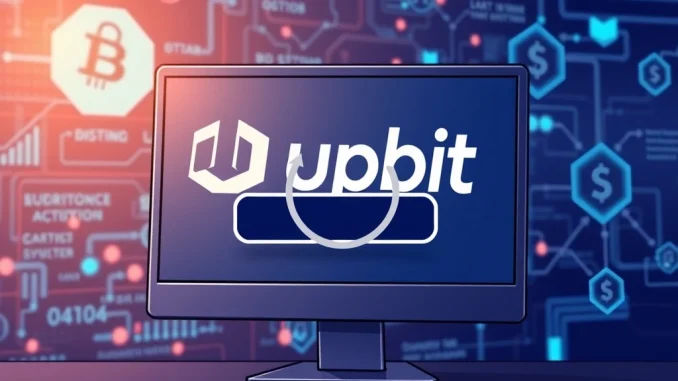 An official Upbit announcement screen displaying a temporary suspension notice for crypto deposits and withdrawals, ensuring user security.