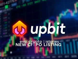 Upbit exchange logo alongside Toshi (TOSHI) coin, symbolizing the new Upbit listing and trading opportunity for investors.
