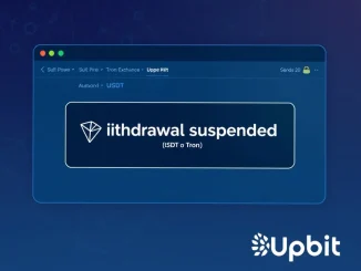 An urgent notification on a crypto exchange screen indicating the Upbit USDT withdrawal suspension on the Tron network.