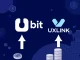 Upbit logo next to UXLINK symbol, representing the successful resumption of UXLINK withdrawals on the Upbit crypto exchange platform.