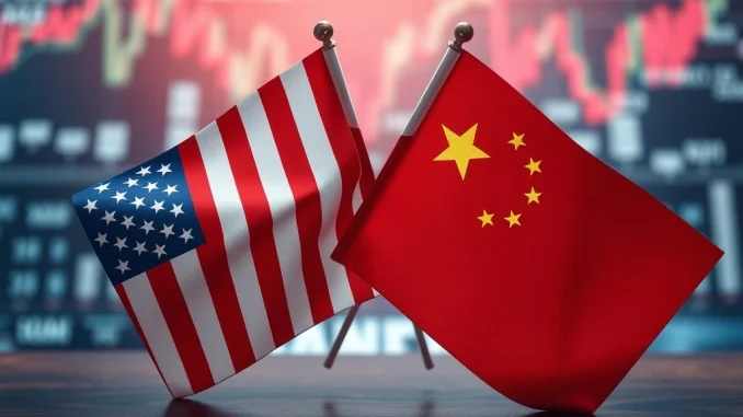 Leaders shaking hands over a trade agreement document, symbolizing progress in US-China trade talks and a potential tariff truce.