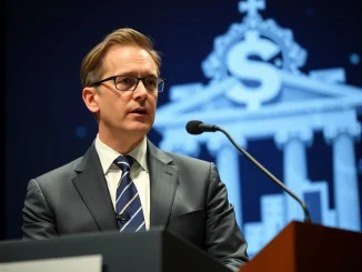 US Comptroller Jonathan Gould addressing **crypto de-banking** issues, signaling new regulatory direction for the financial sector.