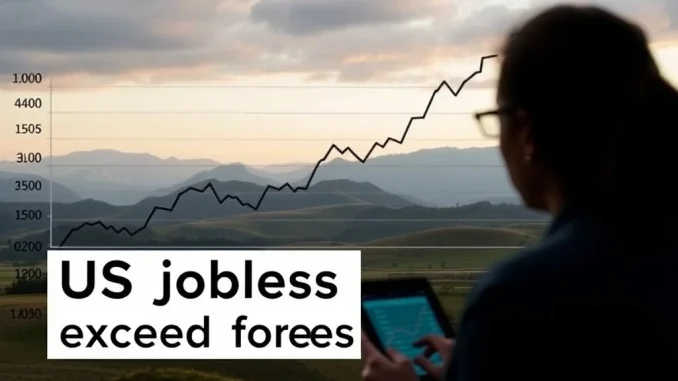Chart showing an unexpected increase in US jobless claims, reflecting growing economic uncertainty and labor market shifts.