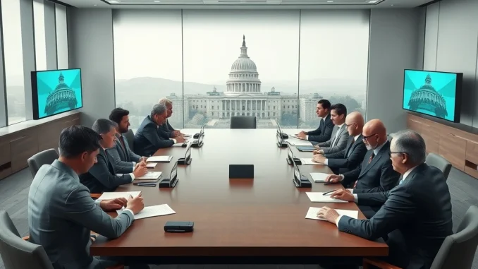 US Senate Banking Committee members and cryptocurrency leaders engaging in a constructive dialogue on digital asset legislation.