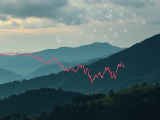 Charts showing the US stock market declining, reflecting market sentiment and its potential crypto market impact.