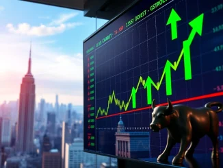 Charts showing green upward trends on a trading screen, symbolizing a positive US stock market opening.