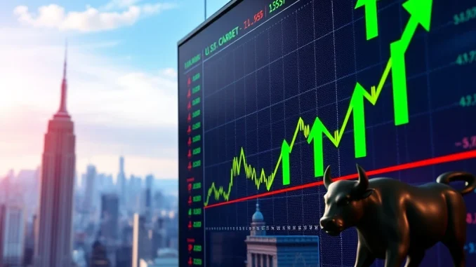 U.S. stock market indexes rising, reflecting positive investor sentiment and economic growth.