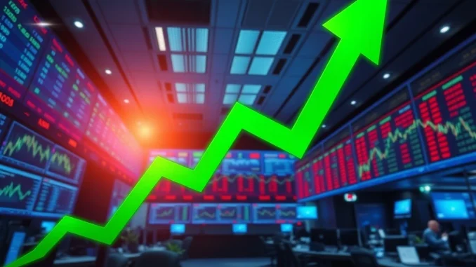Charts showing positive performance of US stocks and major indices, representing a strong close for the stock market.