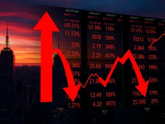 Chart showing US stocks opening lower, indicating a significant market downturn and investor apprehension.