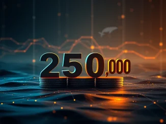 A visual representation of 250 million USDC stablecoin being minted, indicating significant crypto market activity and liquidity.