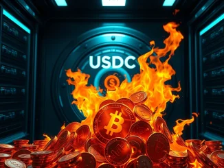 Visual representation of 350 million USDC being burned, symbolizing a significant stablecoin event and treasury management.