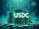 Digital representation of 250 million USDC being minted, highlighting its impact on the stablecoin market.