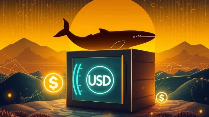 Digital vault with 250 million **USDC minted** coins, showing its impact on the **stablecoin supply** and **crypto market** dynamics.