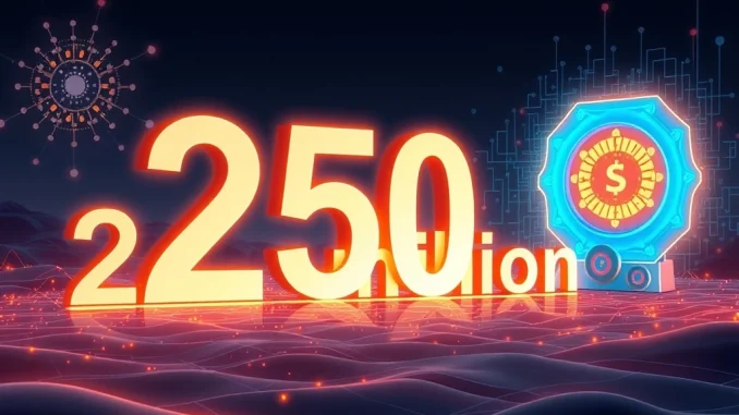 Massive 250 Million USDC Minted: Unpacking the Impact on Stablecoin Supply Visualizing 250 million USDC minted, representing a significant increase in the stablecoin USDC supply within a crypto treasury.