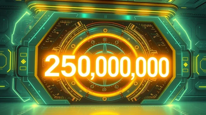 Visualizing 250 million USDC minted at the Treasury, signifying significant stablecoin activity in the crypto market.