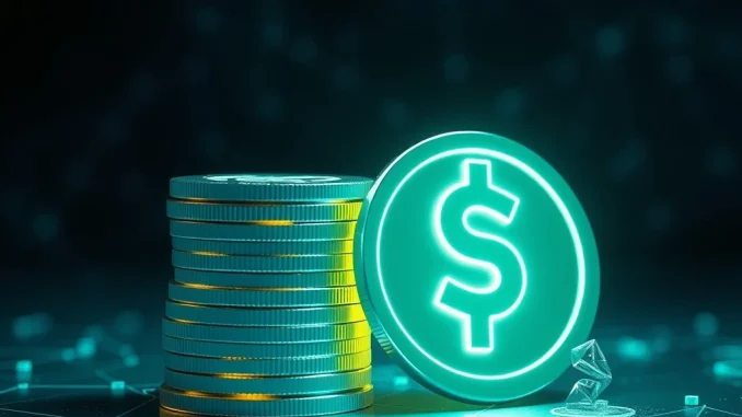 Massive USDC Minting: 250 Million Boosts Stablecoin Market Confidence Visualizing a significant 250 million USDC minting transaction, impacting the stablecoin market and crypto liquidity.