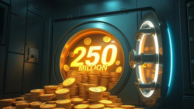 A visual representation of 250 million USDC being minted, symbolizing increased crypto liquidity and stablecoin market activity.