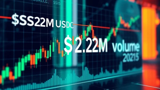 Digital interface displaying USDH stablecoin trading data on Hyperliquid, illustrating its impressive $2.2M initial trading volume.