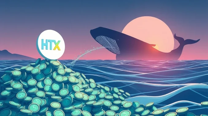 Illustrates a massive USDT transfer between HTX and Aave, signifying a major crypto whale movement in Decentralized Finance.