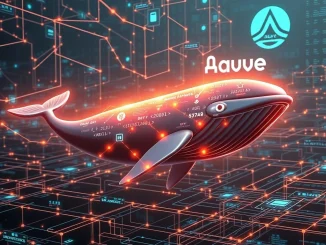 A digital whale representing a significant **USDT transfer** from Aave, symbolizing the massive **crypto whale movement** impacting **DeFi liquidity**.