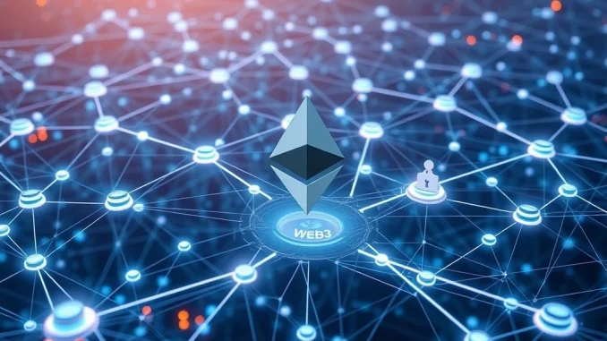 Visual representation of UXLINK's integration of the ERC-8004 Ethereum standard, symbolizing secure and trustless agent interactions in Web3.