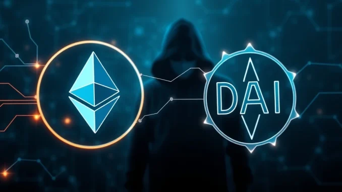 UXLINK Hacker Executes Critical 1,620 ETH to 6.73M DAI Swap Visualizing the UXLINK hacker's swift swap of 1,620 ETH for 6.73M DAI, highlighting the critical nature of blockchain security.