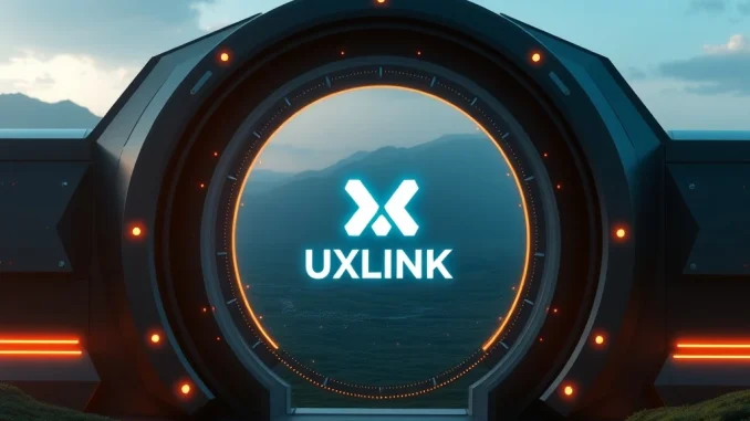 UXLINK Migration: Crucial Portal Launch Set for October 1st A digital lock icon over a blockchain network, symbolizing UXLINK migration and enhanced crypto security.