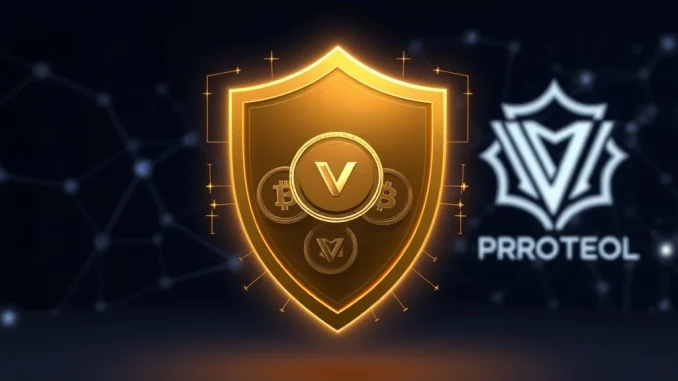 Illustrates Venus Protocol compensation process, showing a secure transaction or a shield protecting digital assets after a phishing attack.