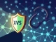 A digital shield protecting XVS tokens, symbolizing Venus Protocol's successful funds recovery from a crypto phishing attack.