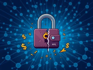A digital padlock breaking over a cryptocurrency wallet, symbolizing **Venus Protocol user losses** and the critical need for **cryptocurrency security**.