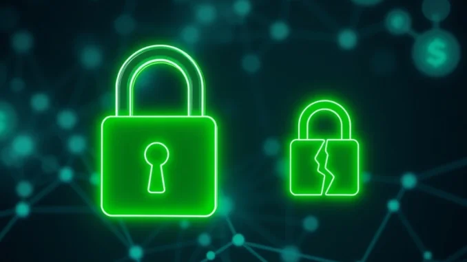 An illustration depicting Venus Protocol's secure smart contracts alongside a user compromise, emphasizing critical DeFi security.