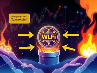 WLFI token buyback and burn process, symbolizing deflation and value growth through protocol fees.