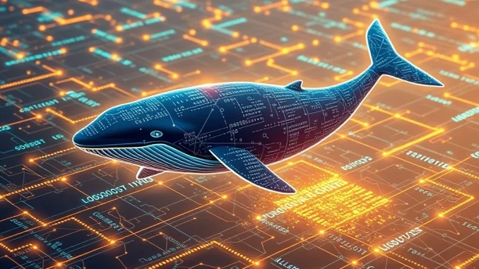 An illustration showing WLFI tokens being distributed from a large whale wallet to multiple smaller wallets on a blockchain network, highlighting the WLFI token distribution.