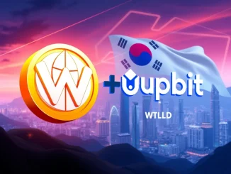 Upbit's significant announcement of Worldcoin (WLD) listing, symbolizing new trading opportunities for Sam Altman's crypto.