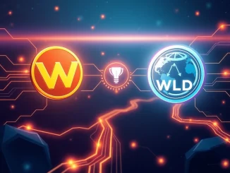 Illustrates a Worldcoin (WLD) token transfer, symbolizing the significant Selini Capital transaction to Amber Group, impacting the crypto market.