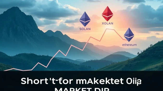 A digital chart illustrating an XRP price drop amidst an altcoin correction, symbolizing crypto market volatility and overbought gains.