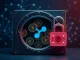 A digital padlock securing 300 million XRP coins within a vault, illustrating Ripple's significant XRP escrow activity.