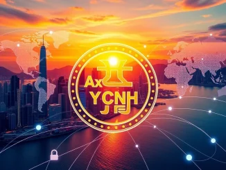 Digital representation of AxCNH, the yuan stablecoin, facilitating secure and efficient cross-border payments for global trade.