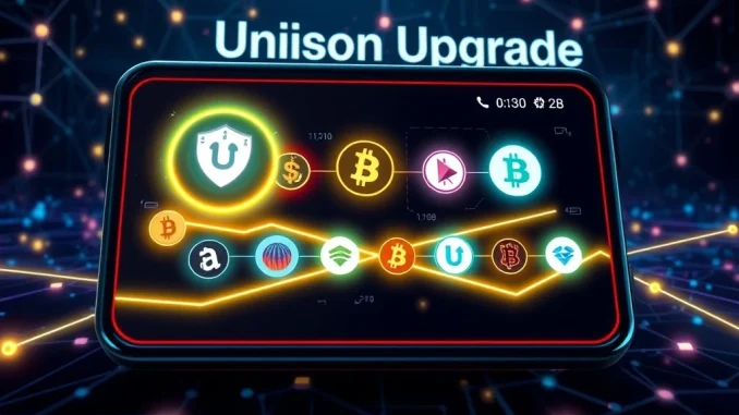 Visual representation of the ZetaChain Unison upgrade enhancing secure cross-chain transactions and developer tools.