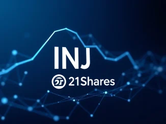Visualizing the significant 21Shares INJ ETF filing, representing the convergence of traditional finance and Injective Protocol's blockchain innovation.