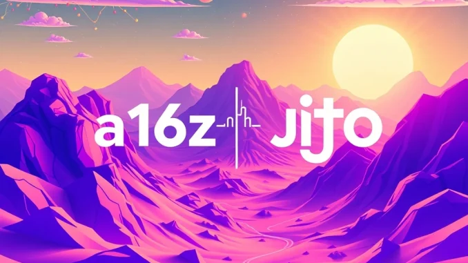 Visualizing the significant a16z investment in Jito (JTO), highlighting venture capital's role in Solana's MEV ecosystem.