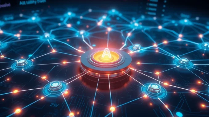 Aave V4 upgrade visually represents the unification of decentralized lending liquidity into a single, efficient hub.