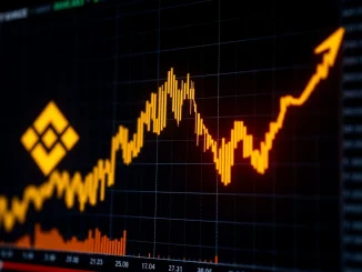 A stark visual of the **AB token plunge** on a trading chart, illustrating the sharp 97% drop and subsequent recovery on **Binance Alpha**, highlighting **crypto market volatility**.