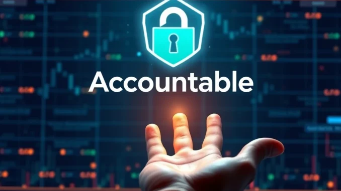 Visual representation of secure on-chain credit analysis, showing data flowing into a digital ledger, symbolizing Accountable's $7.5M funding.