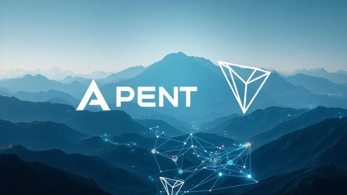 Visual representation of AINFT rebranding, showing AI elements merging with the Tron blockchain, signifying decentralized AI.