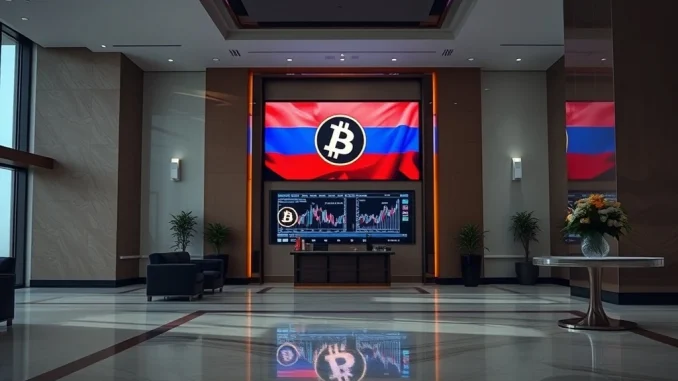 Alfa-Bank logo on a building, representing its entry into Bitcoin trading services, impacting the Russian cryptocurrency market.