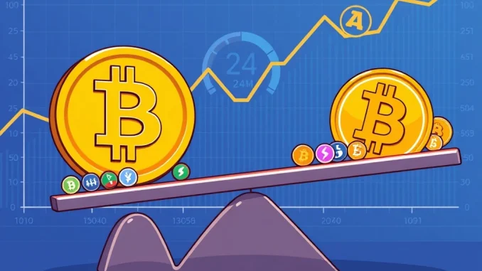 A visual representation of the Altcoin Season Index dropping, indicating a shift towards a Bitcoin season in the cryptocurrency market.