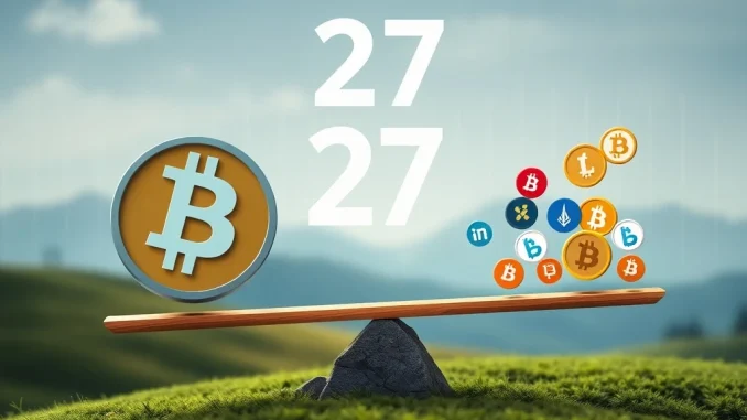 A visual representation of the Altcoin Season Index falling, showing Bitcoin's dominance over altcoins in the cryptocurrency market.