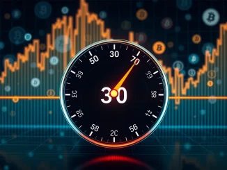 A digital index dial showing the Altcoin Season Index at 30, indicating current cryptocurrency market trends favoring Bitcoin.