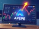 Ape N Pepe (APEPE) token chart dramatically rising on the Coinone exchange, symbolizing significant cryptocurrency gains and high trading volume.